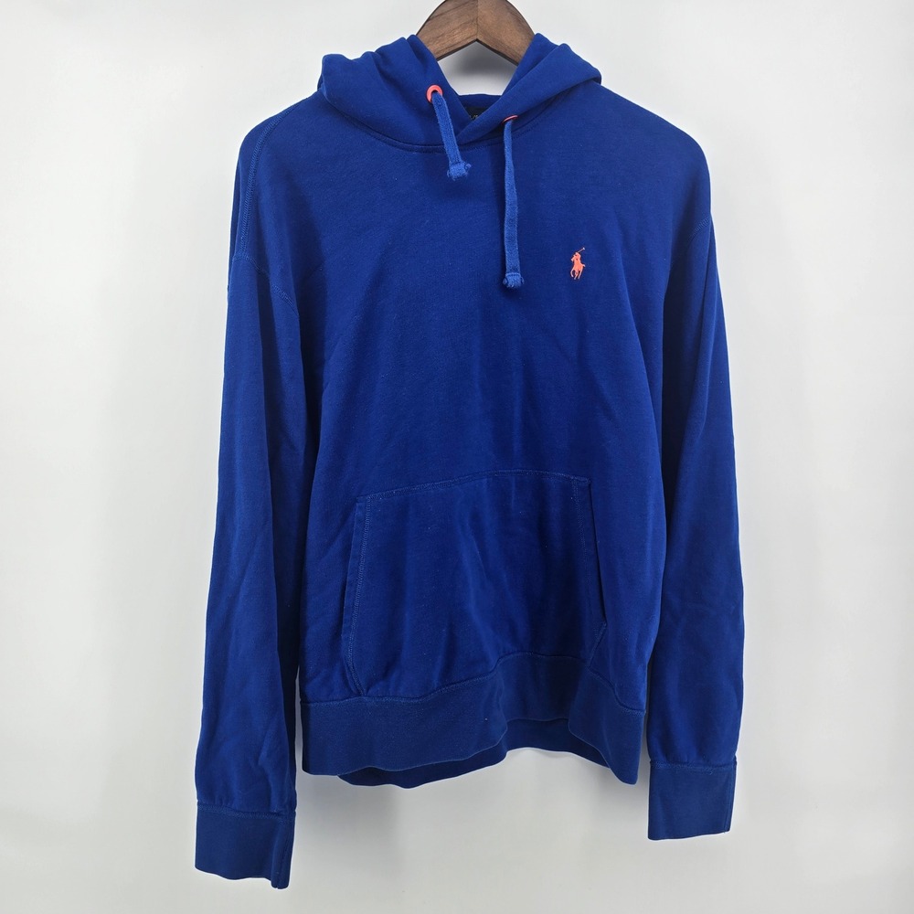 Polo Ralph Lauren Performance Hoodie Royal Blue Orange Pony Mens Large
